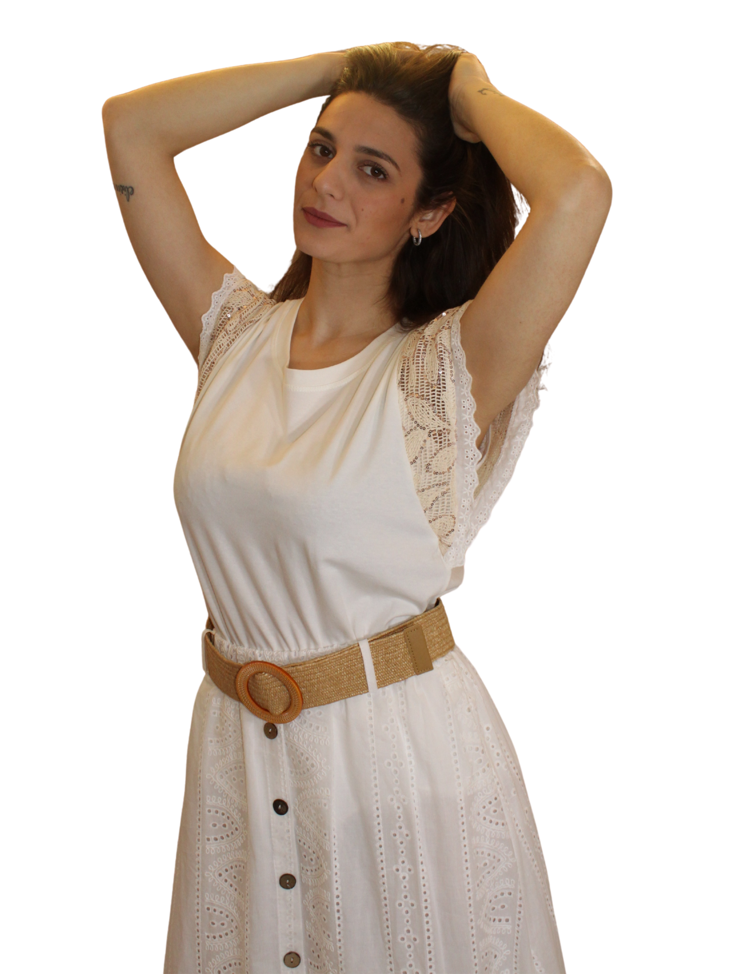 T-shirt manica ricamata