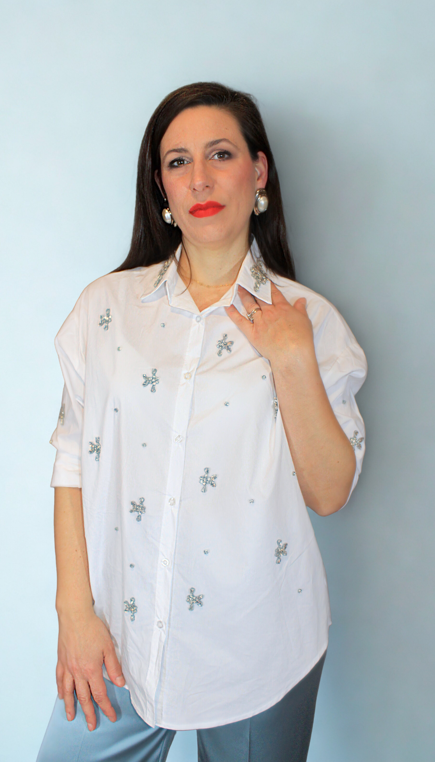 Camicia donna Jewel – elegante con dettagli gioiello – Peplo