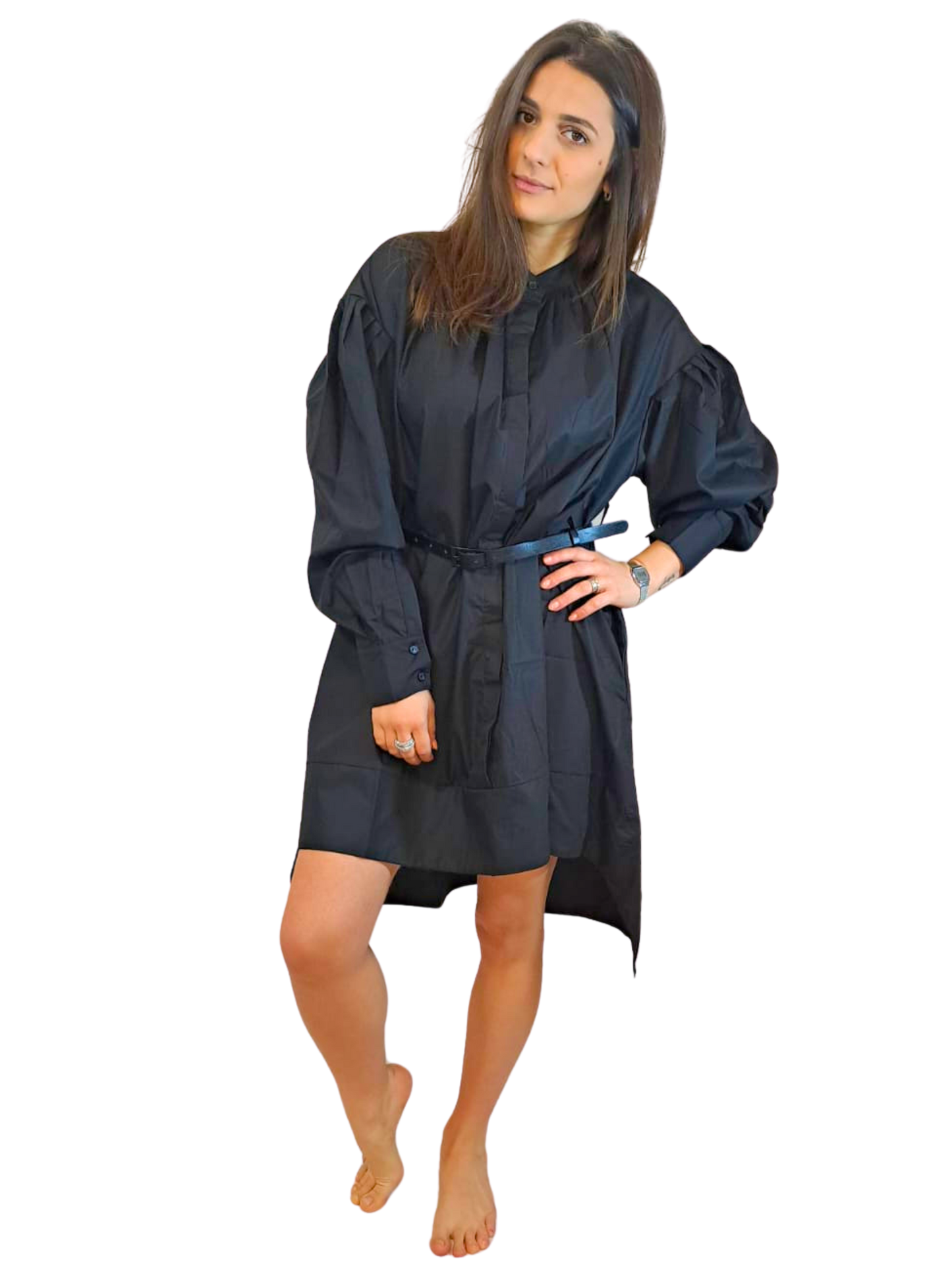 Abito asimmetrico manica a palloncino