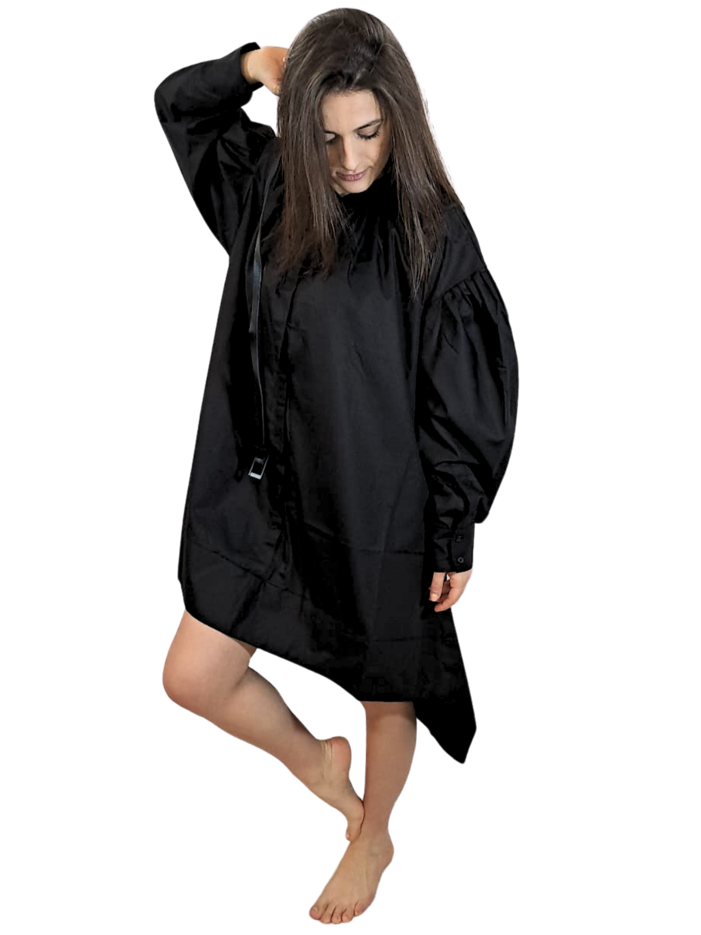 Abito asimmetrico manica a palloncino