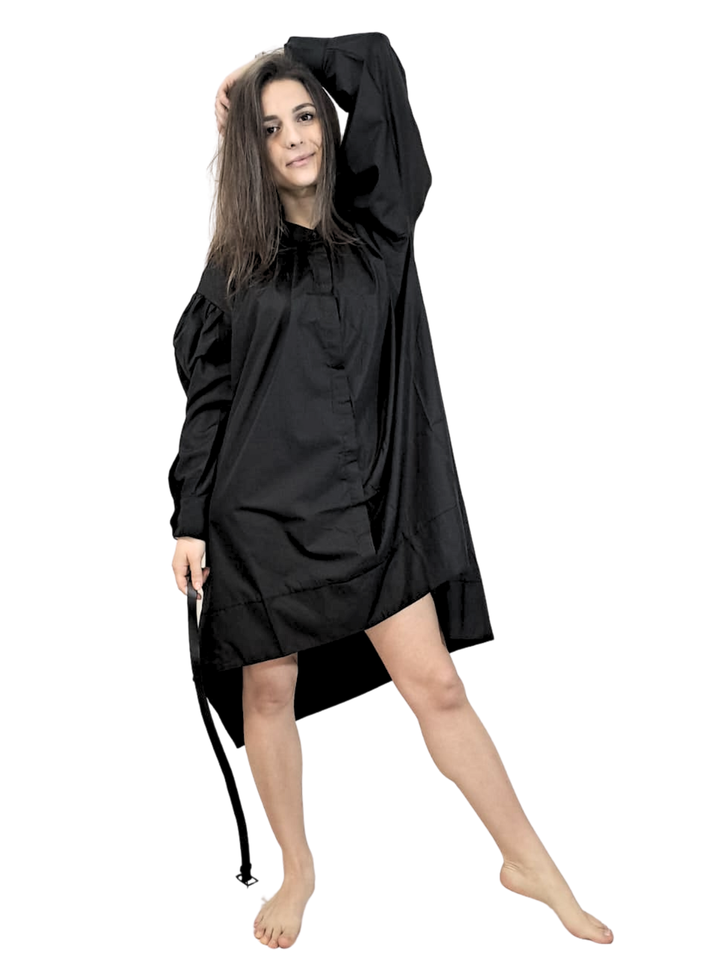 Abito asimmetrico manica a palloncino