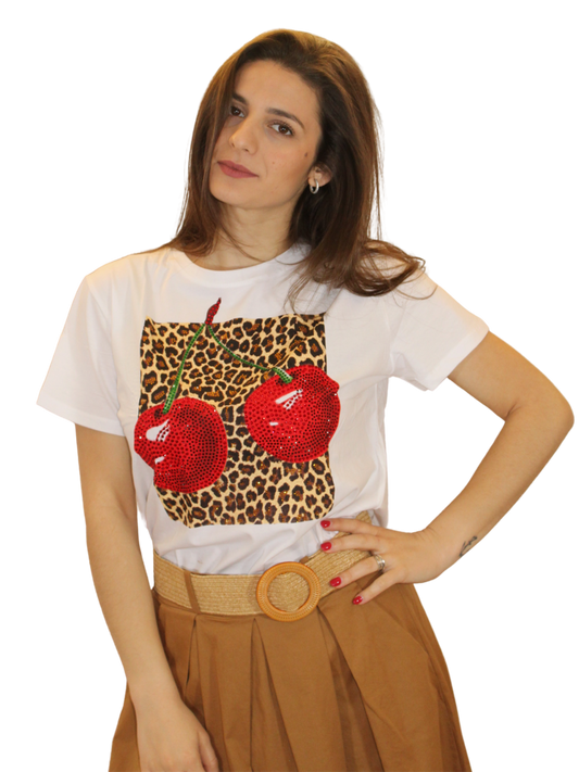 T-shirt cherry animalier