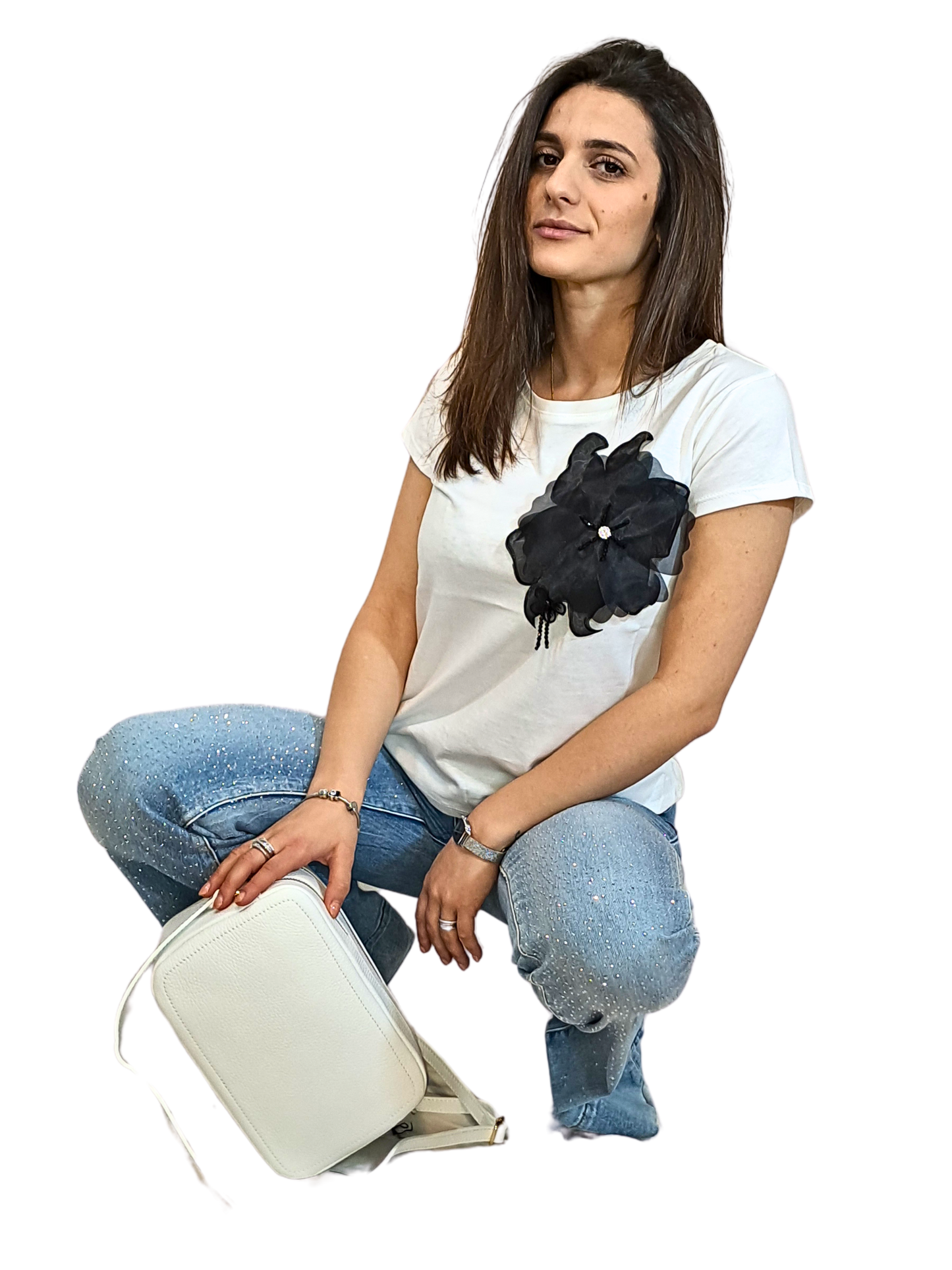 T-shirt inserto fiore grande