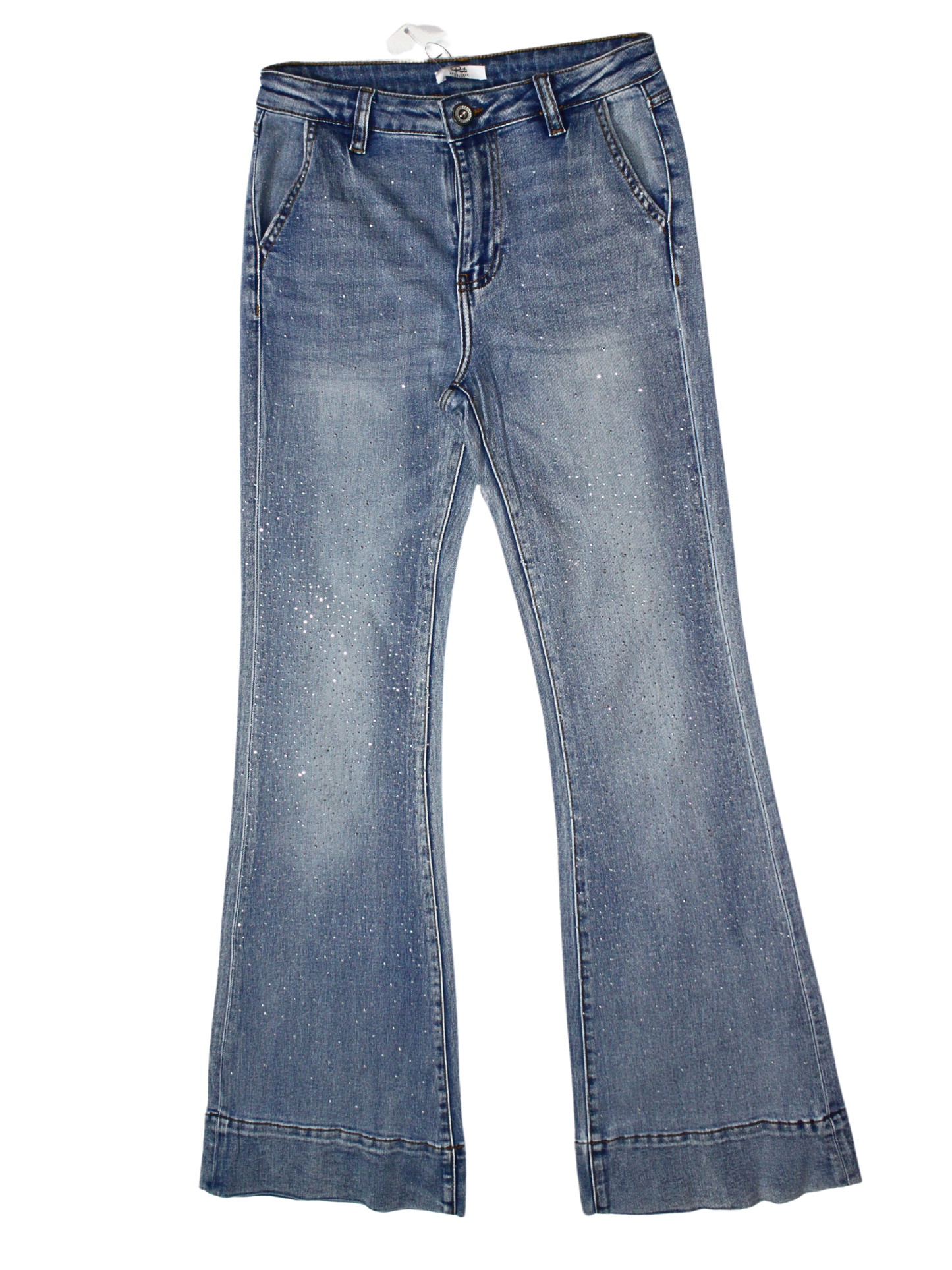 Jeans a zampa con strass