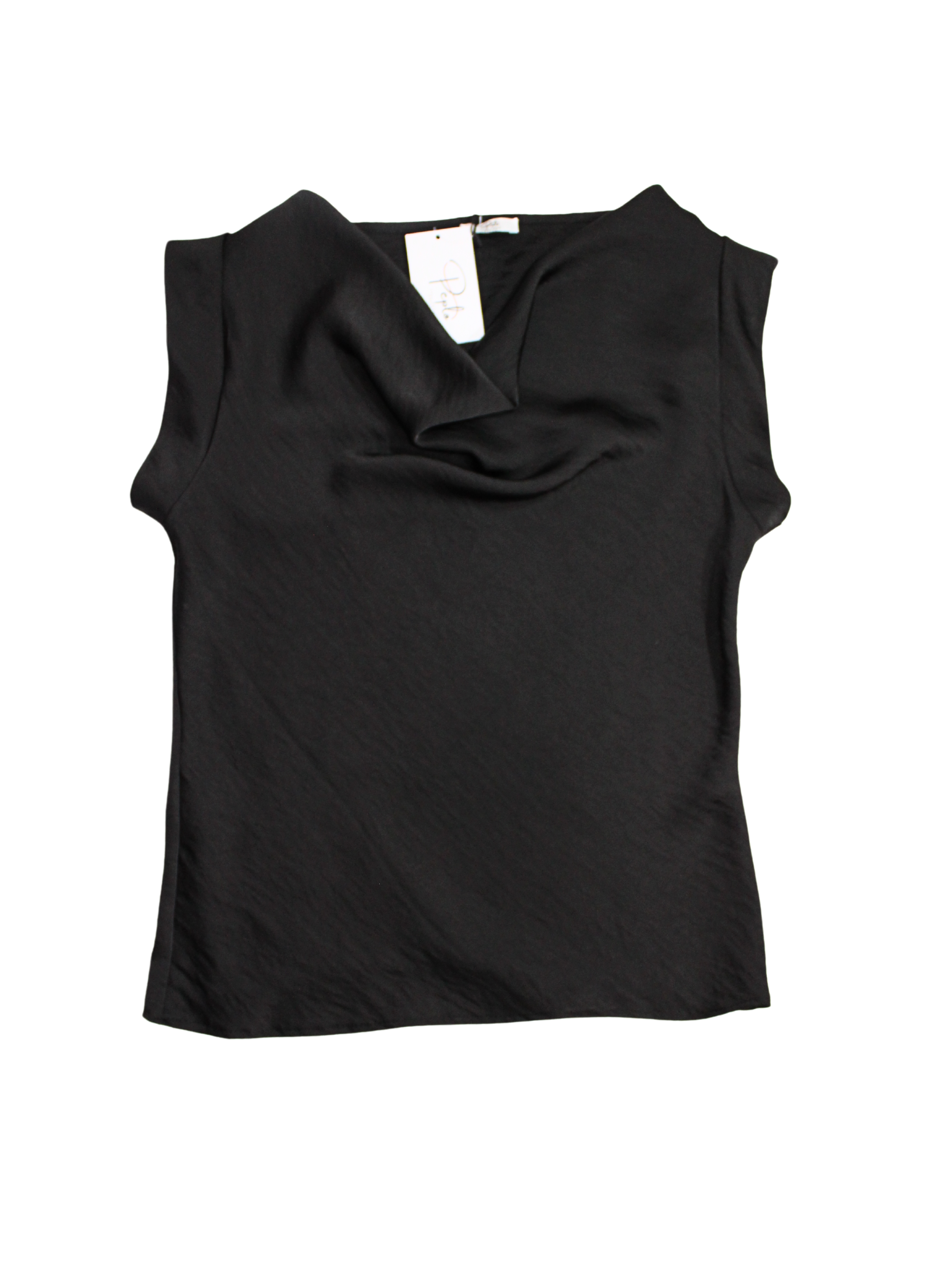Top effetto raso scollo a drappeggio
