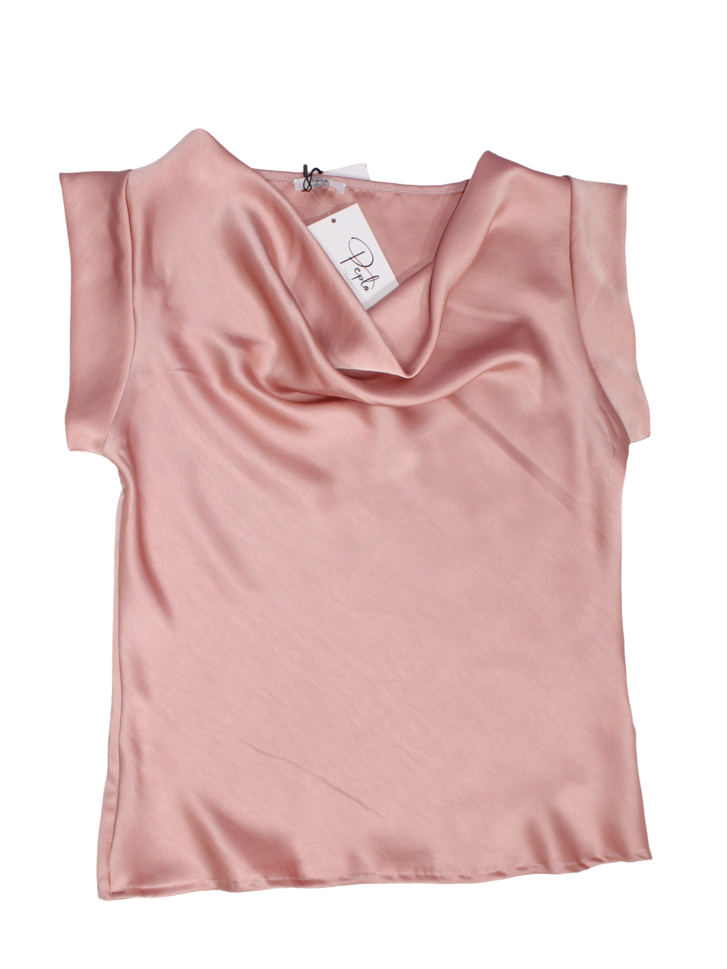 Top effetto raso scollo a drappeggio