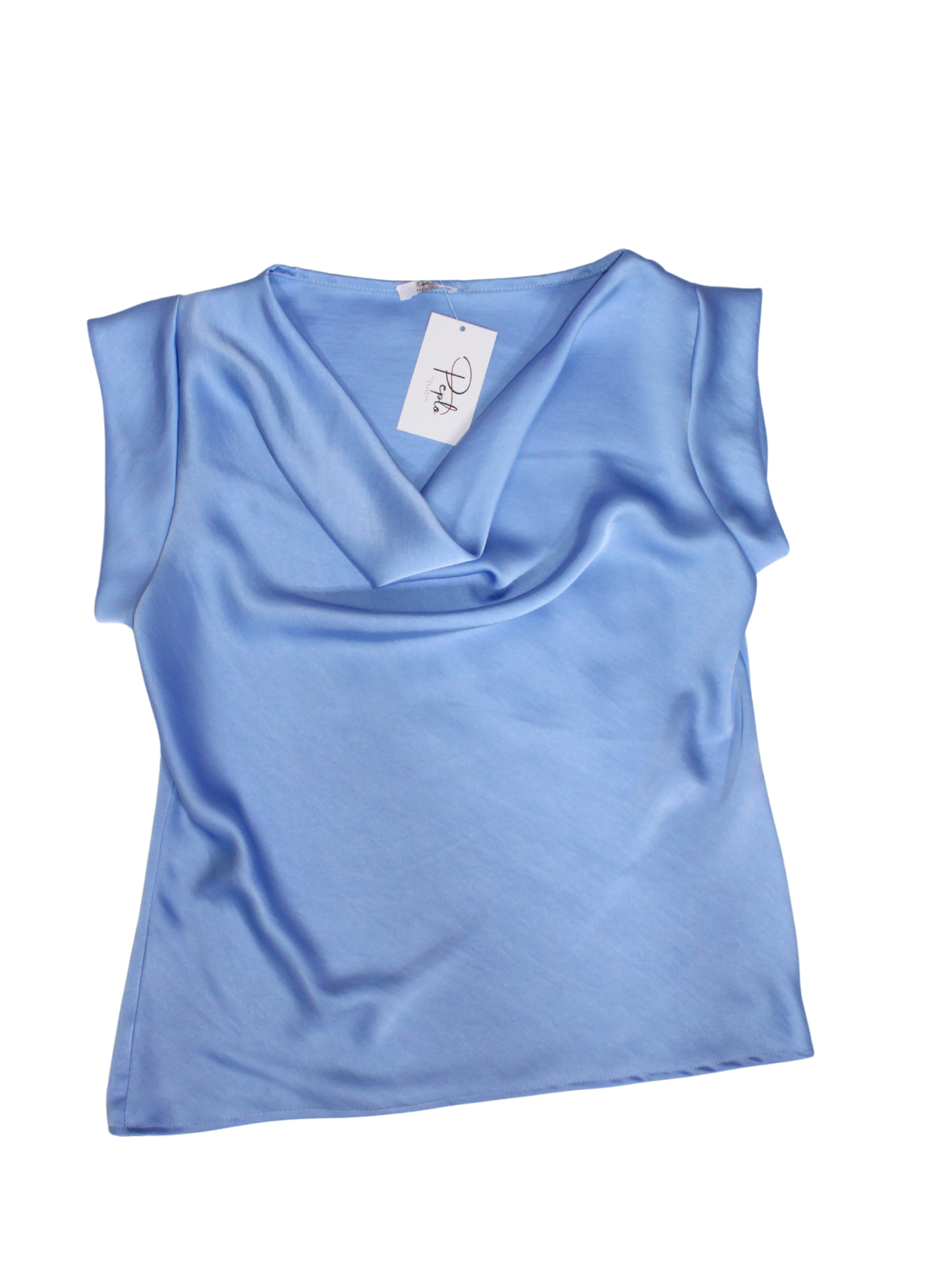 Top effetto raso scollo a drappeggio