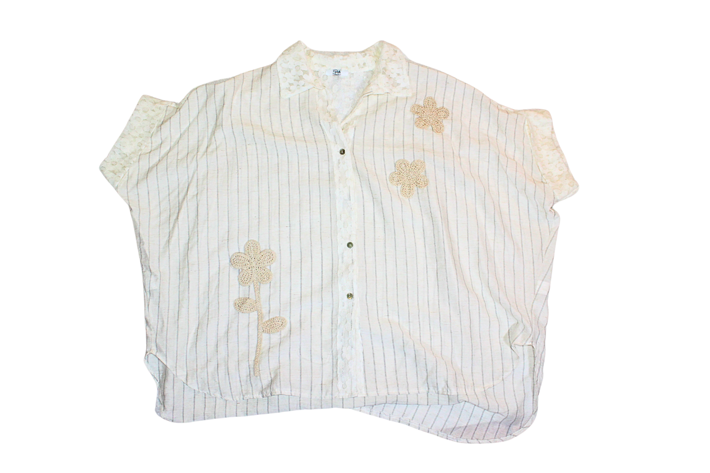 Camicia in pizzo viscosa e lino