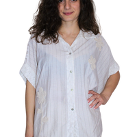 Camicia in pizzo viscosa e lino