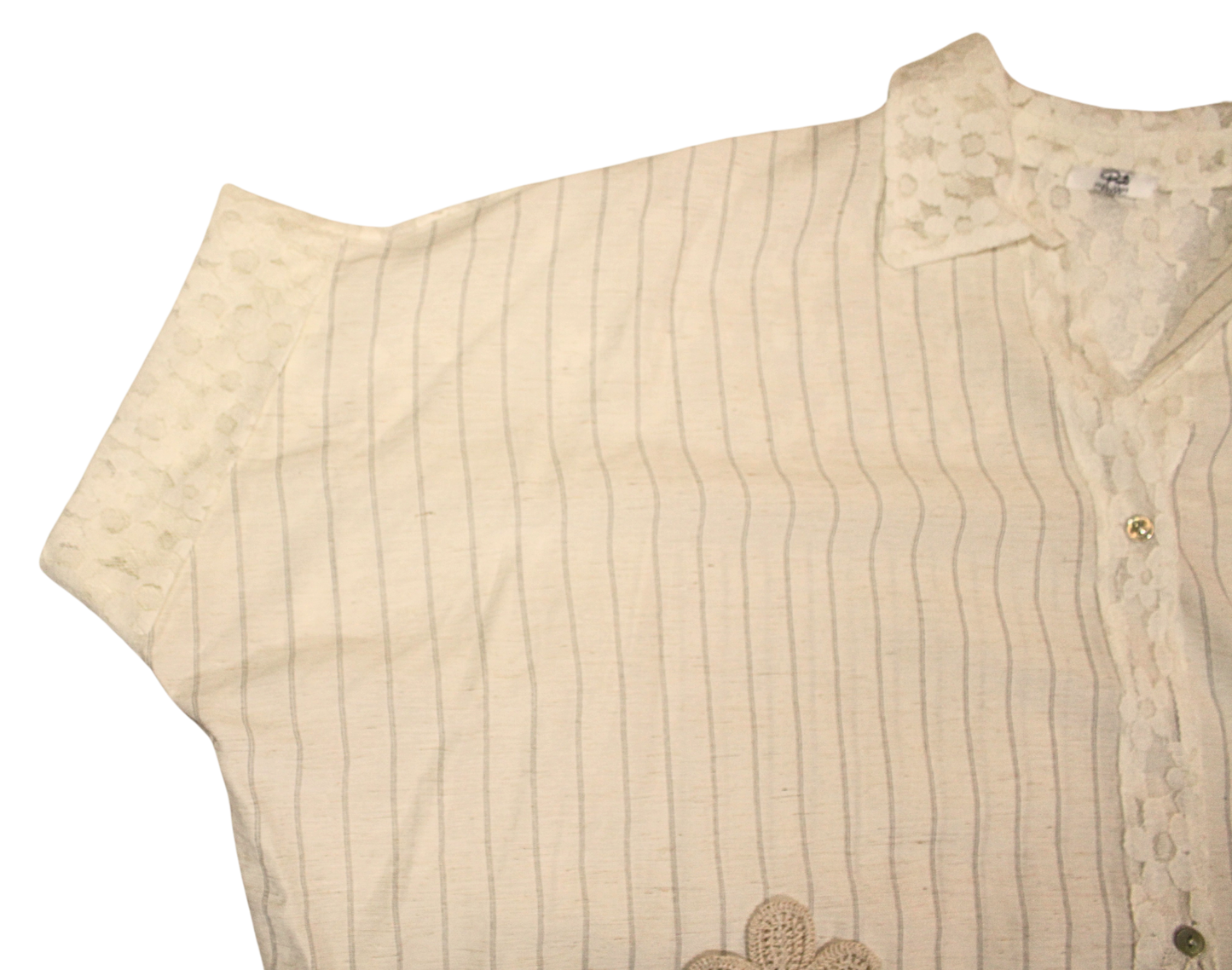 Camicia in pizzo viscosa e lino