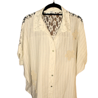 Camicia in pizzo viscosa e lino