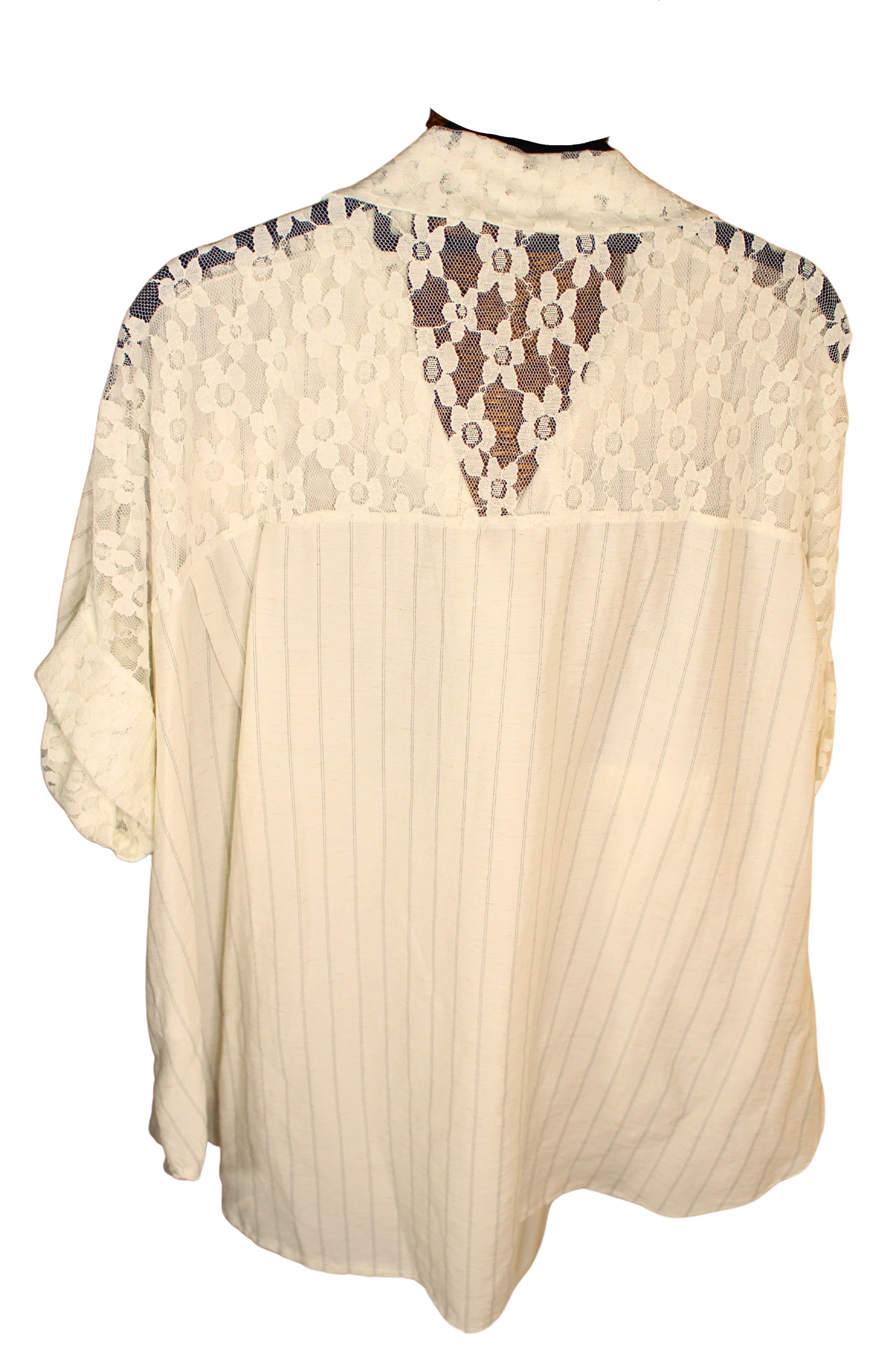 Camicia in pizzo viscosa e lino
