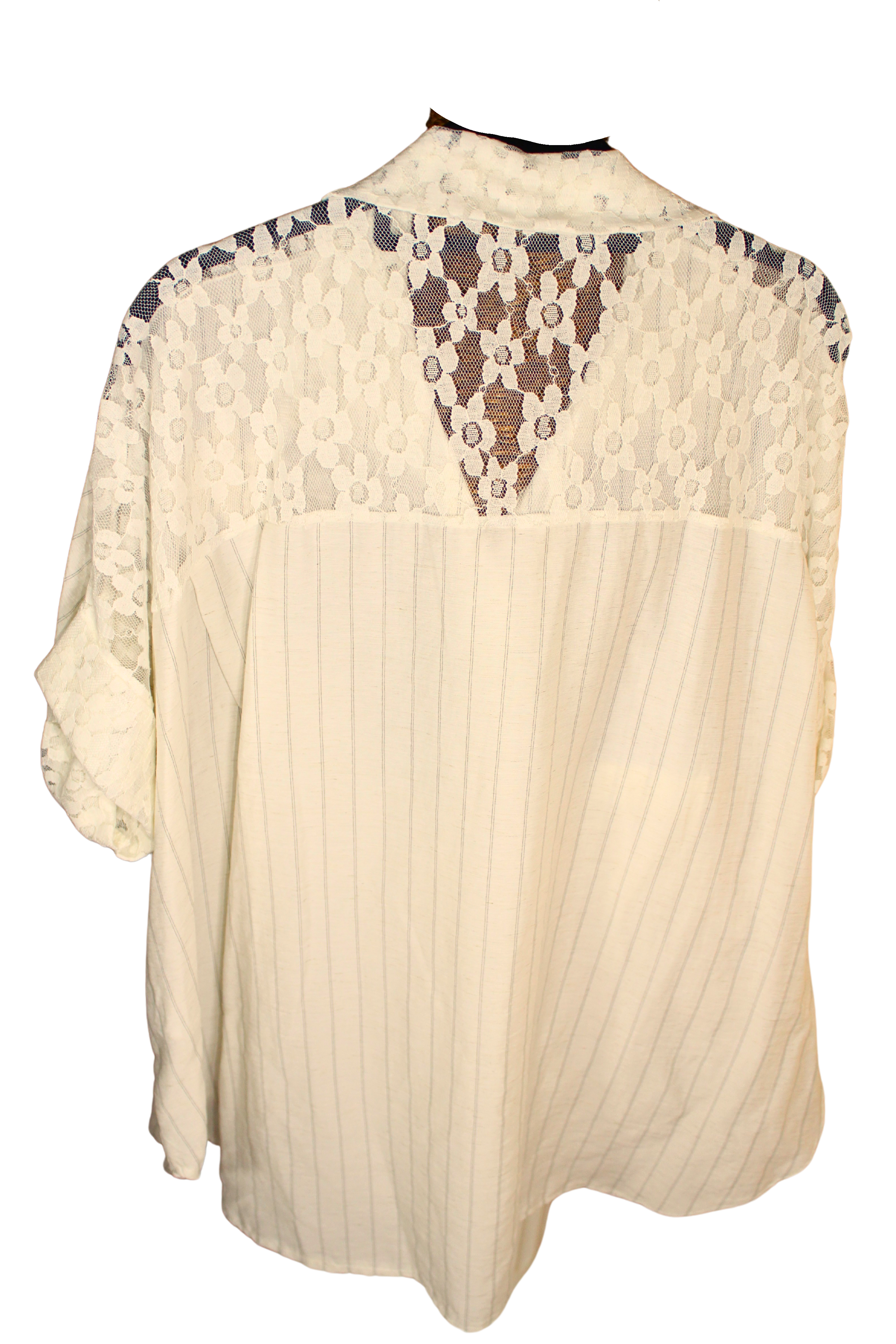 Camicia in pizzo viscosa e lino