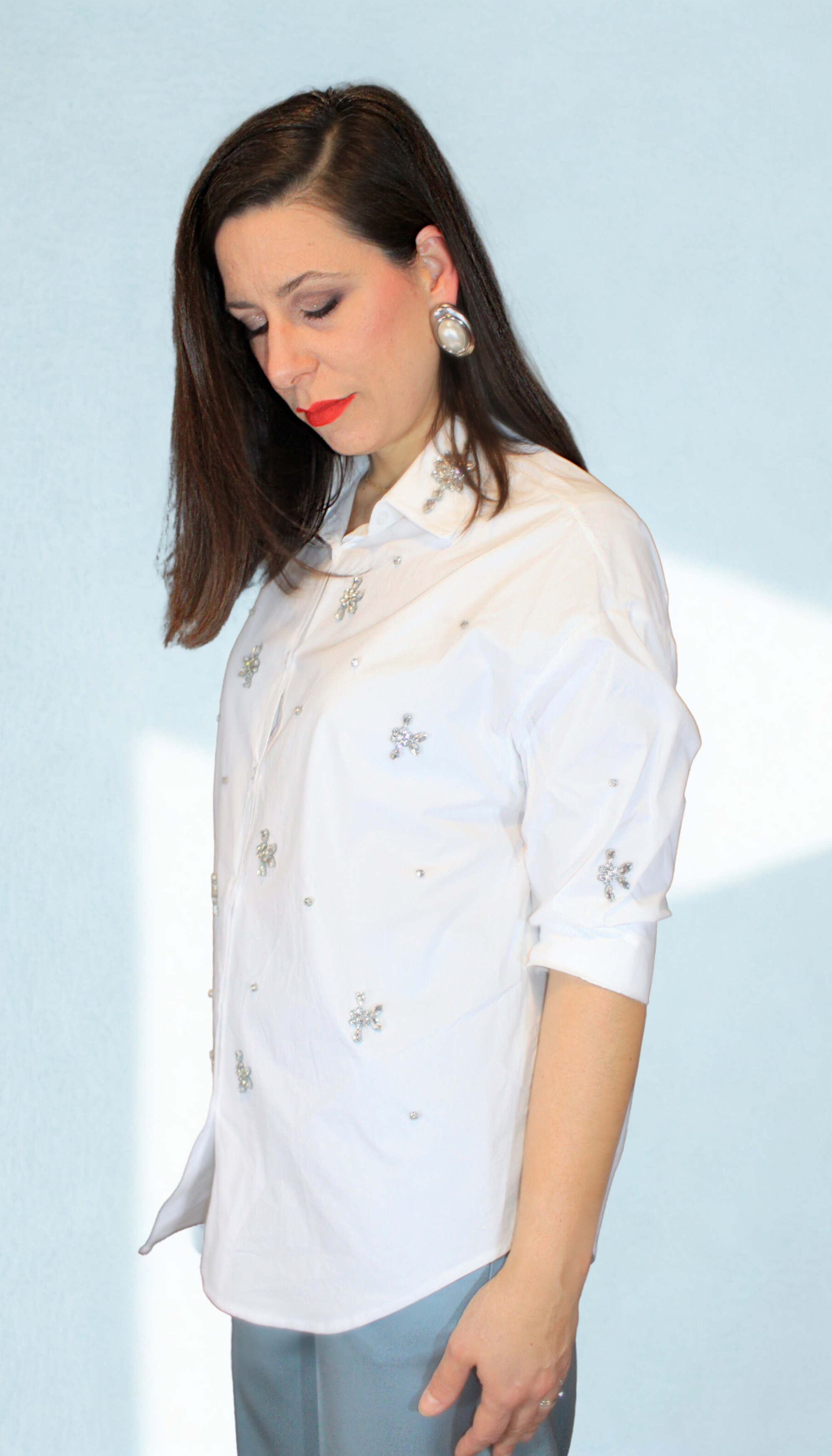 Camicia donna Jewel – elegante con dettagli gioiello – Peplo