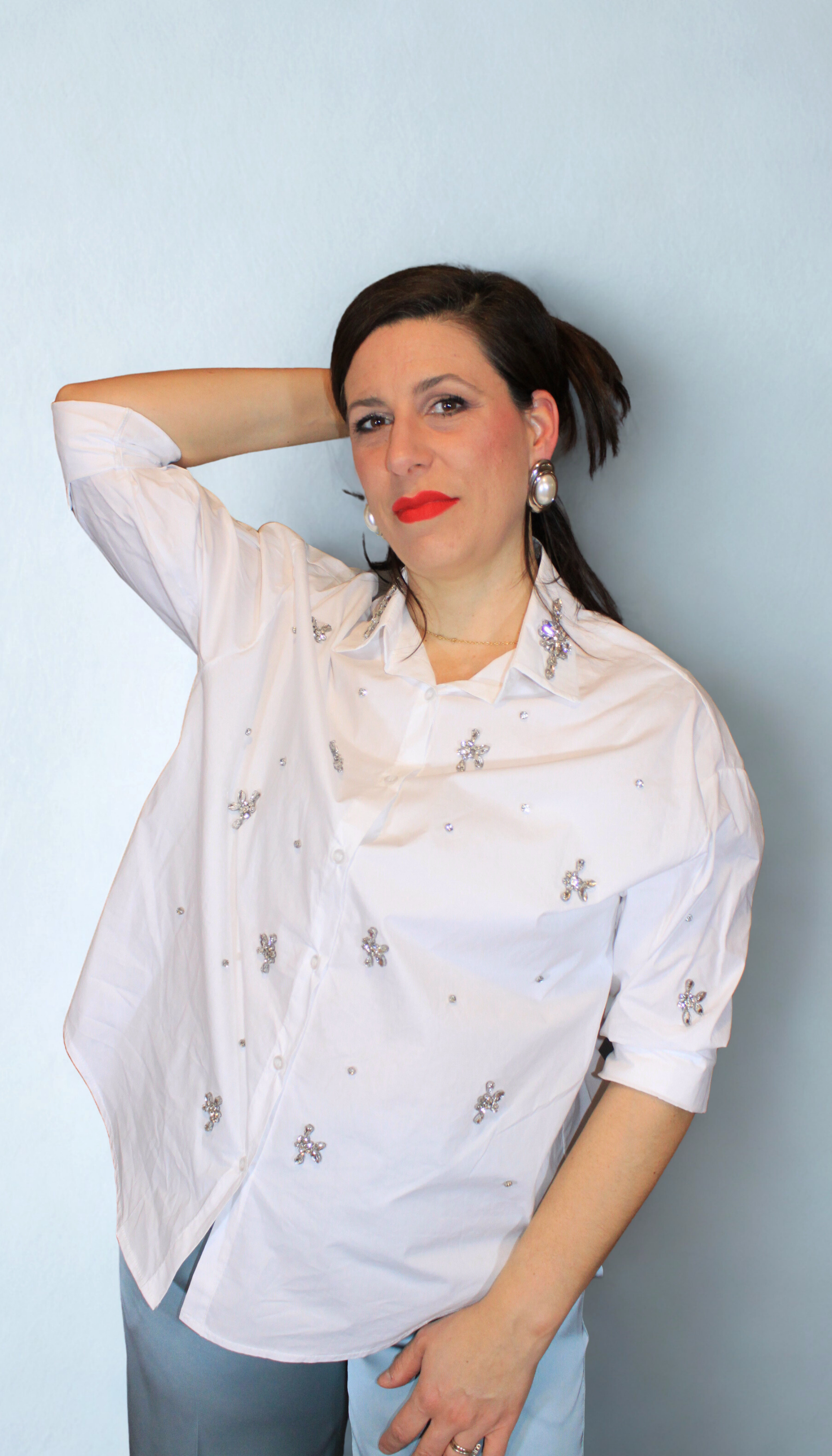 Camicia donna Jewel – elegante con dettagli gioiello – Peplo