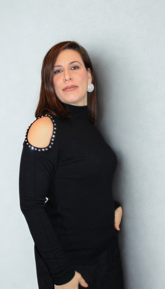 Maglione donna con spalle brillanti – comodo e chic - shoulder shine