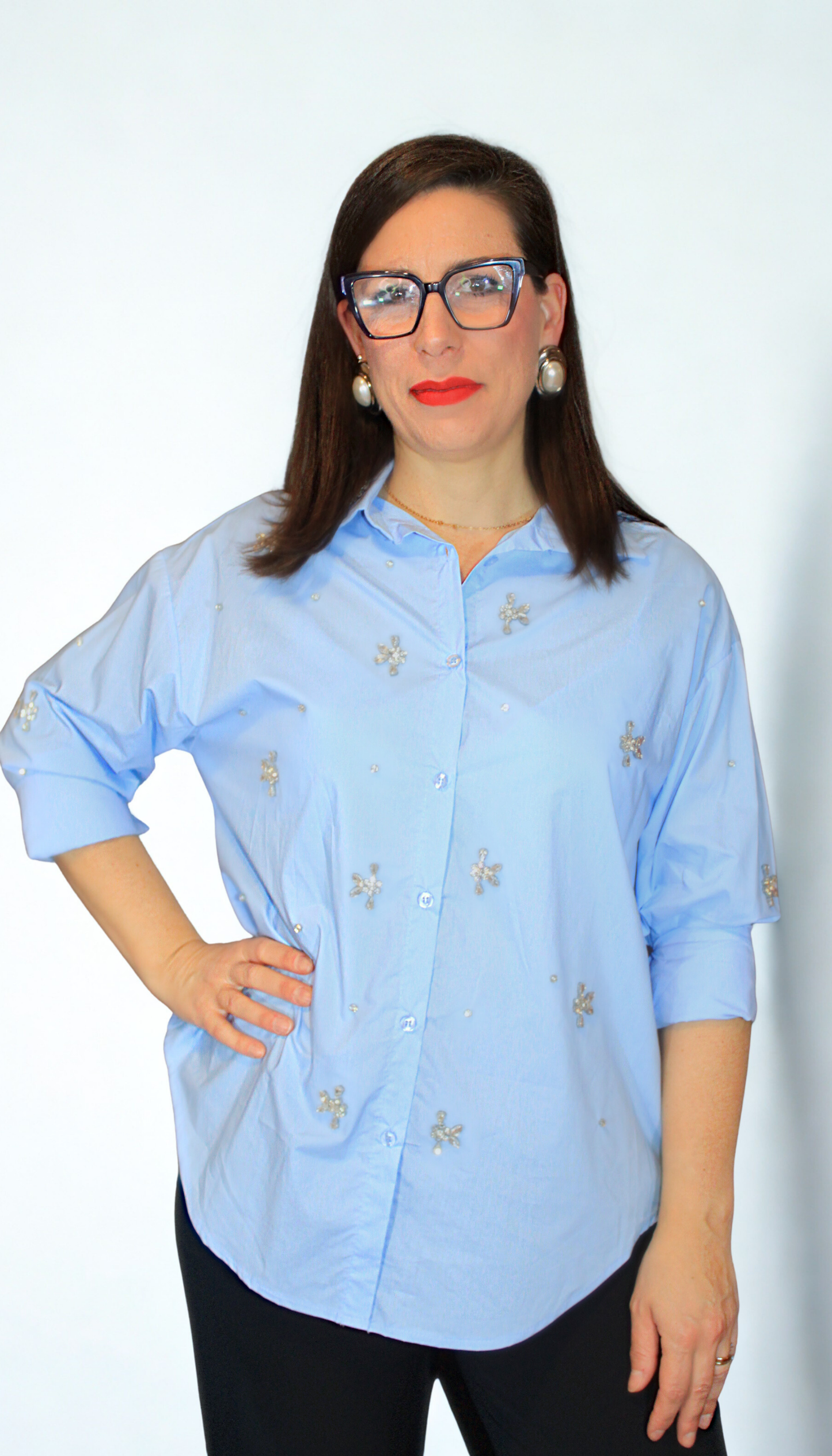 Camicia donna Jewel – elegante con dettagli gioiello – Peplo