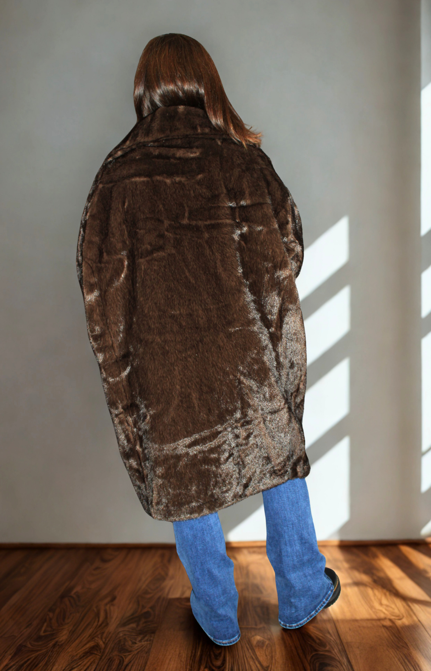 Cappotto doppiopetto donna in ecopelliccia elegante - Peplo