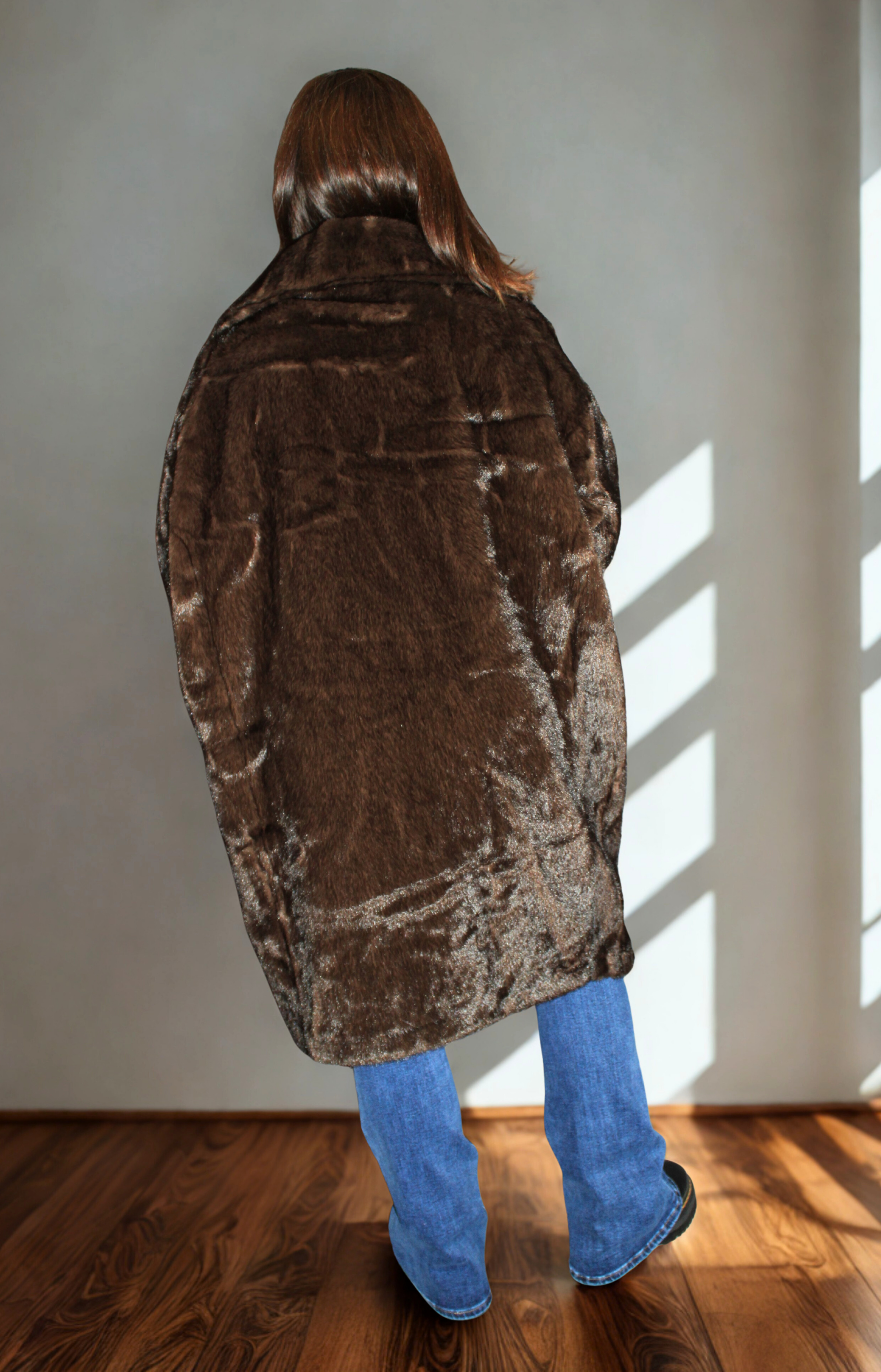 Cappotto doppiopetto donna in ecopelliccia elegante - Peplo