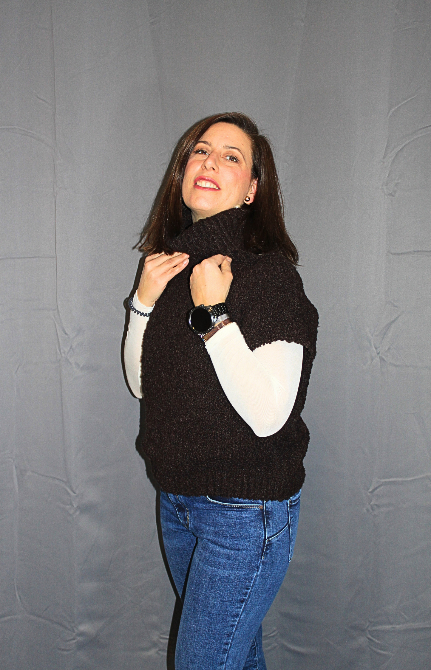 Gilet in maglia bouclé donna – elegante e confortevole