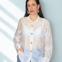 Camicia donna con bottoni gioiello – elegante e raffinata – Peplo