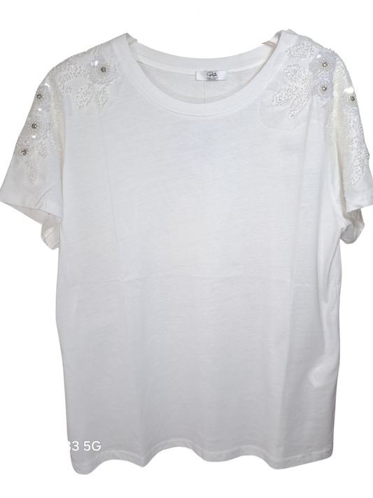 T-shirt manica ricamata