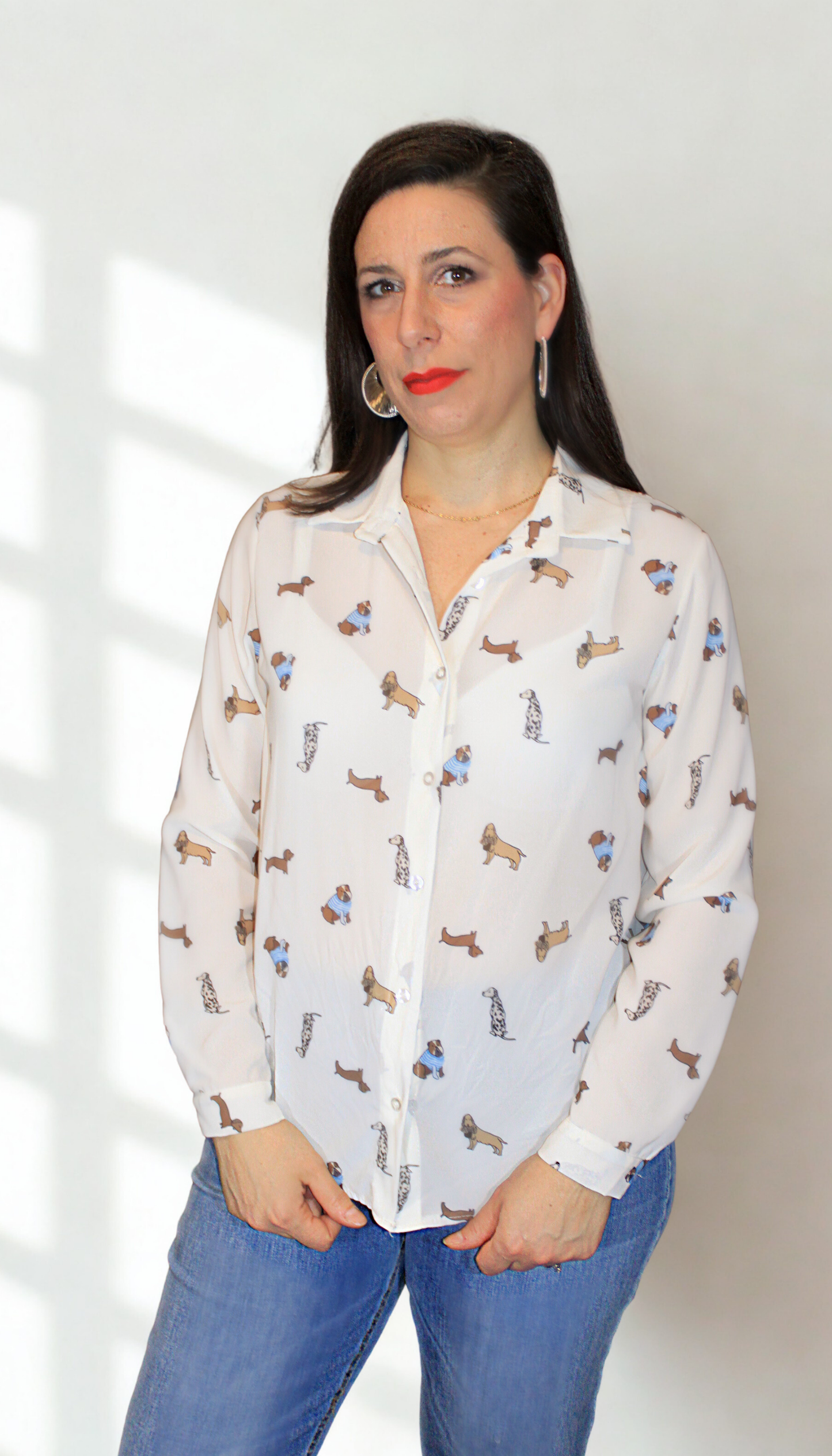 Camicia donna Dogs – originale, femminile e casual chic – Peplo