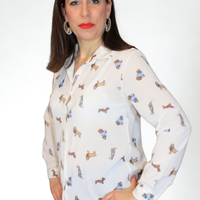 Camicia donna Dogs – originale, femminile e casual chic – Peplo