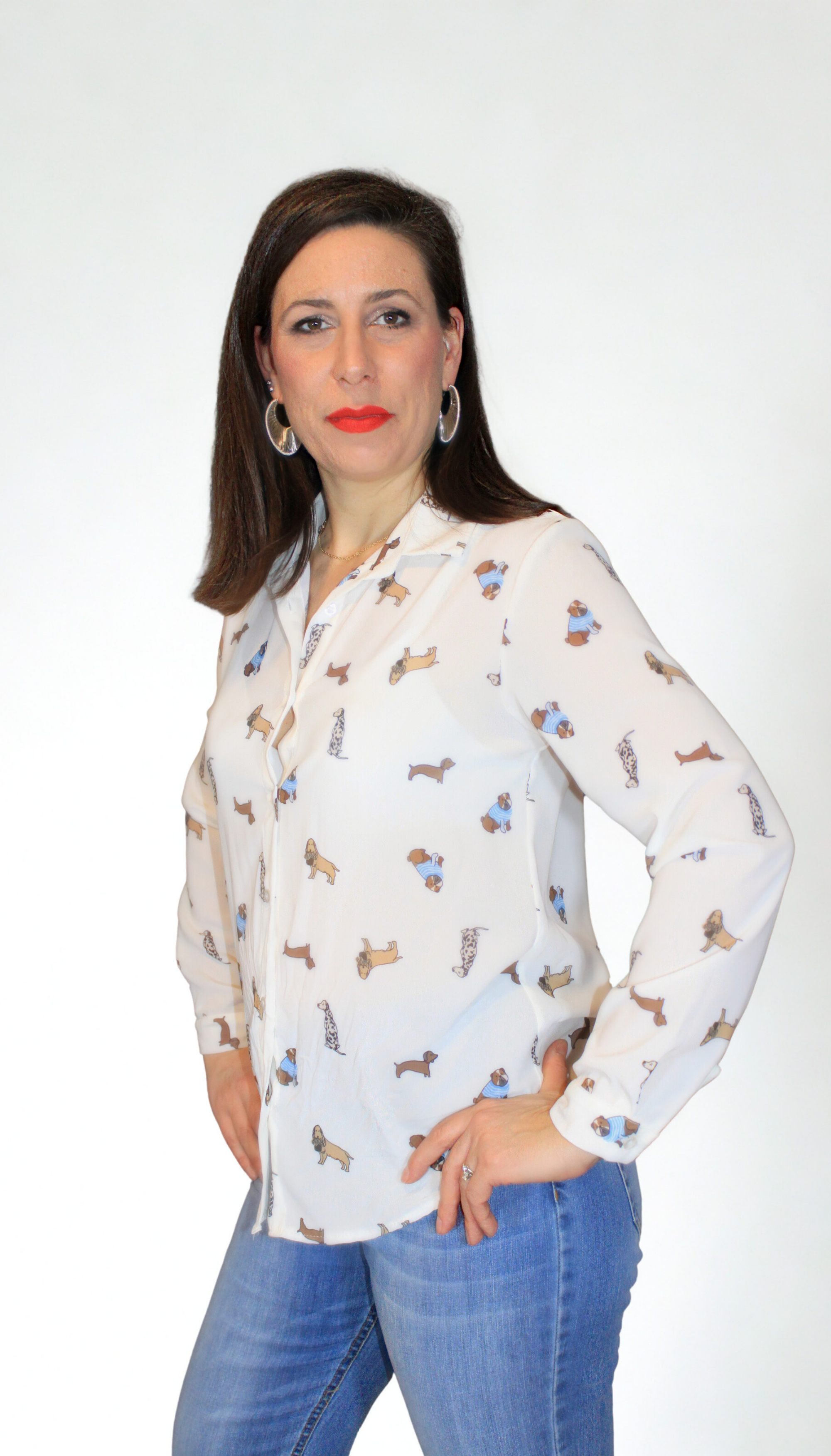 Camicia donna Dogs – originale, femminile e casual chic – Peplo