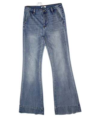 Jeans a zampa con strass