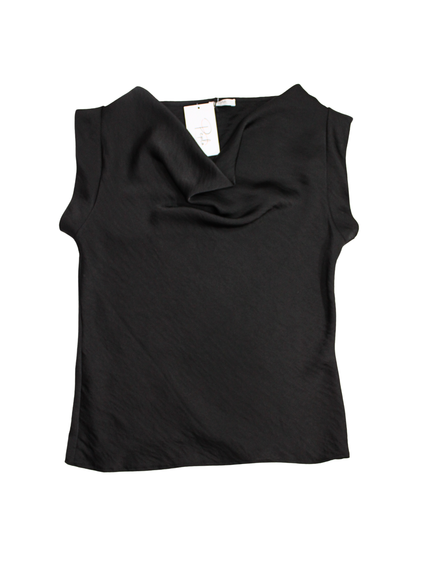 Top effetto raso scollo a drappeggio