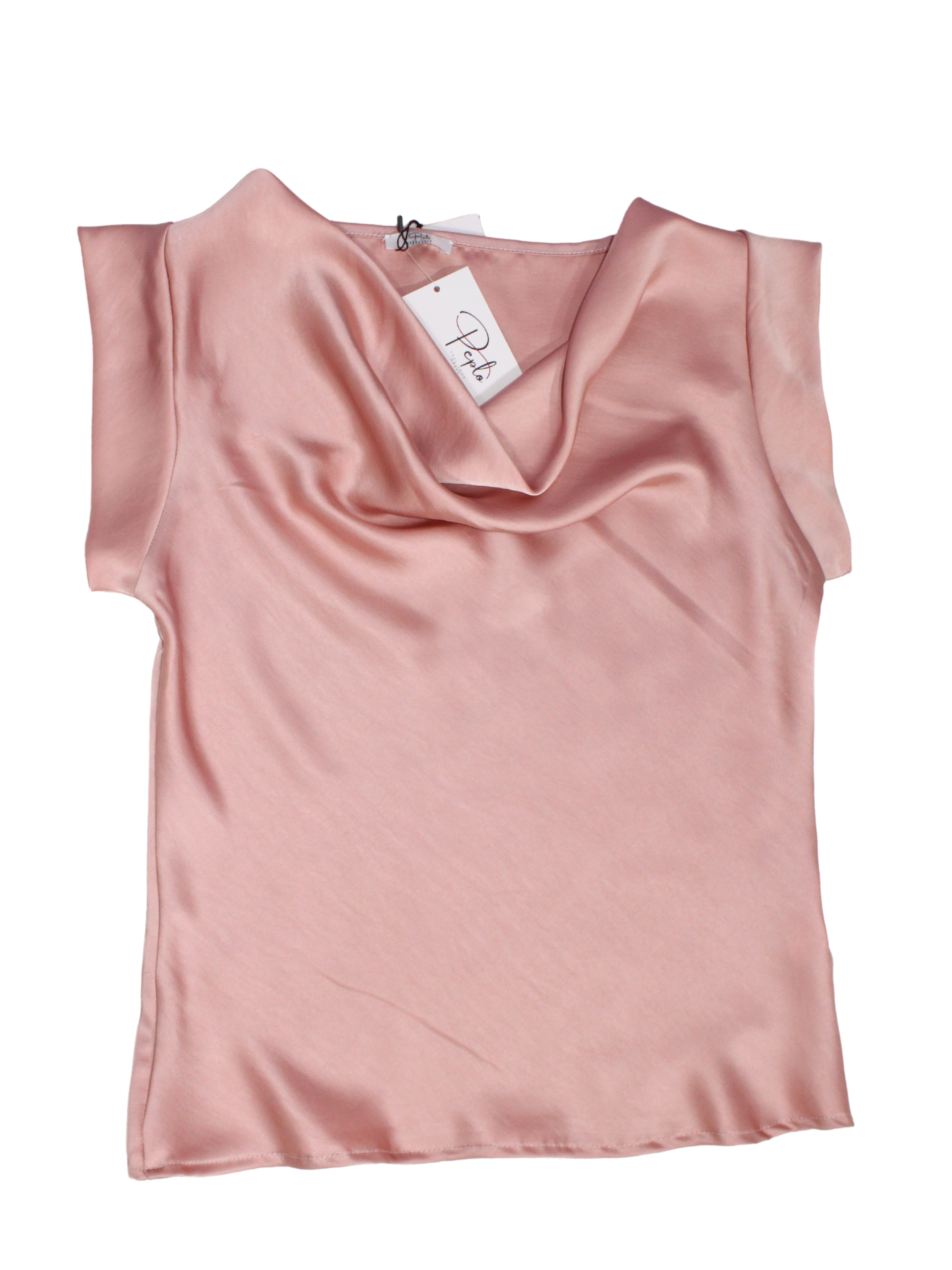 Top effetto raso scollo a drappeggio