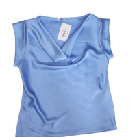 Top effetto raso scollo a drappeggio